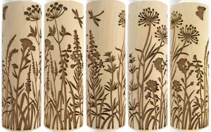 Wild Flowers and Herbs Embossed Rolling Pin, Textured Cookie, Clay Stamp, Pottery Roller, Christmas Gift