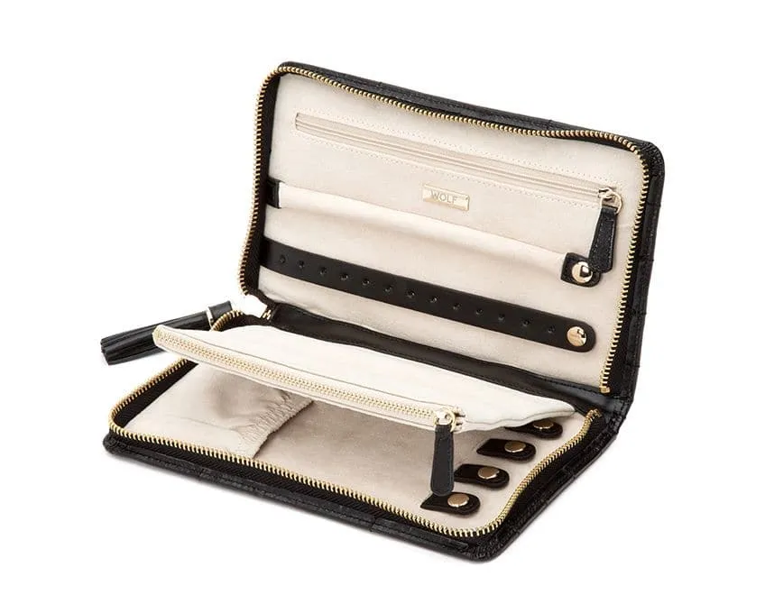 Wolf Caroline Jewelry Portfolio Travel Case - Black