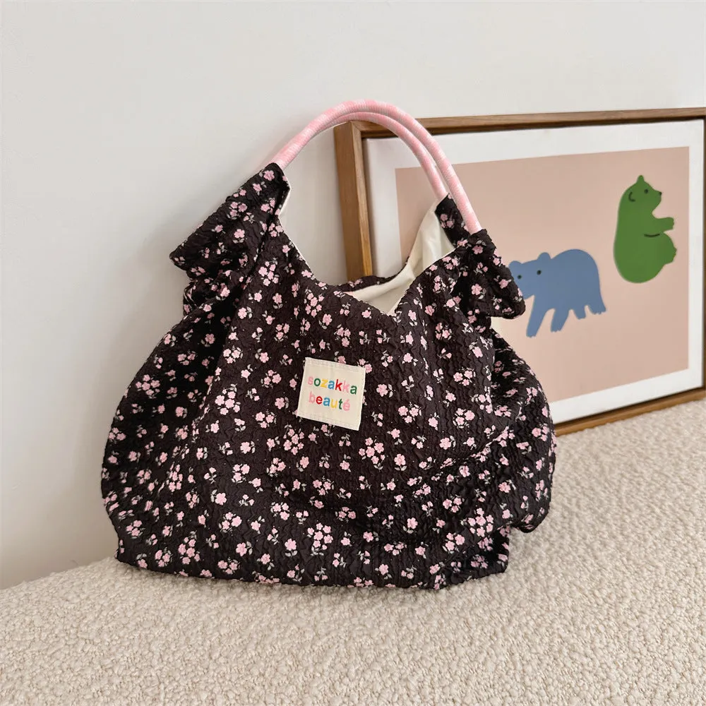 Women's Embossed Rabbit Hand Portable Canvas Commuter Shoulder Bags