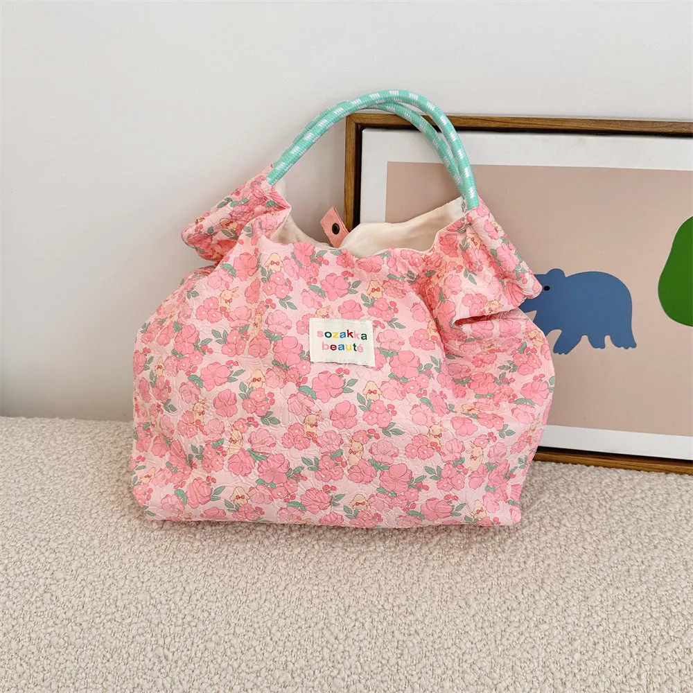 Women's Embossed Rabbit Hand Portable Canvas Commuter Shoulder Bags