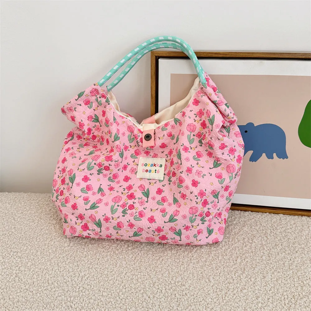 Women's Embossed Rabbit Hand Portable Canvas Commuter Shoulder Bags