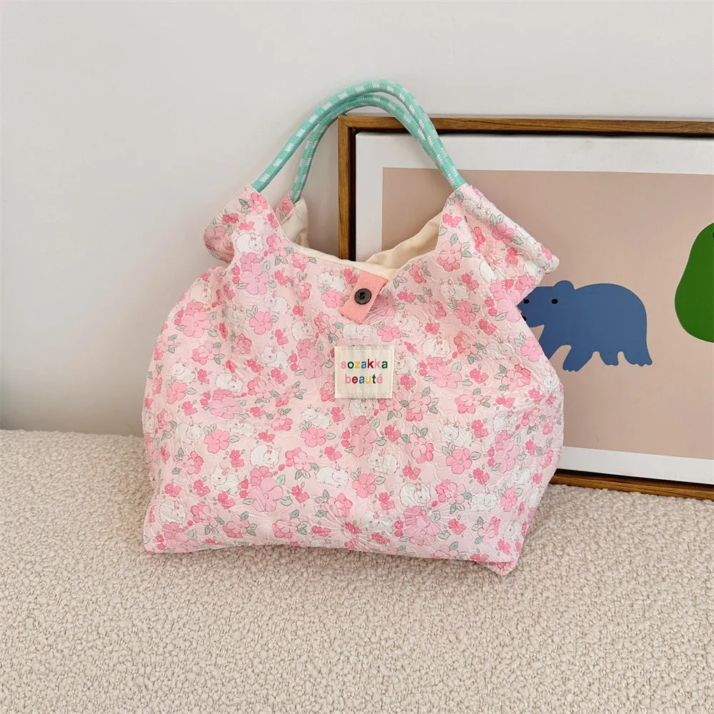 Women's Embossed Rabbit Hand Portable Canvas Commuter Shoulder Bags
