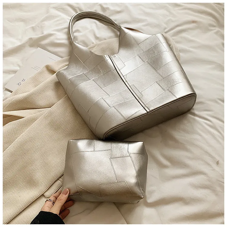 Women's Large Capacity Stitching Korean Commute One Shoulder Bags