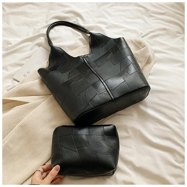 Women's Large Capacity Stitching Korean Commute One Shoulder Bags