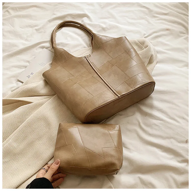 Women's Large Capacity Stitching Korean Commute One Shoulder Bags