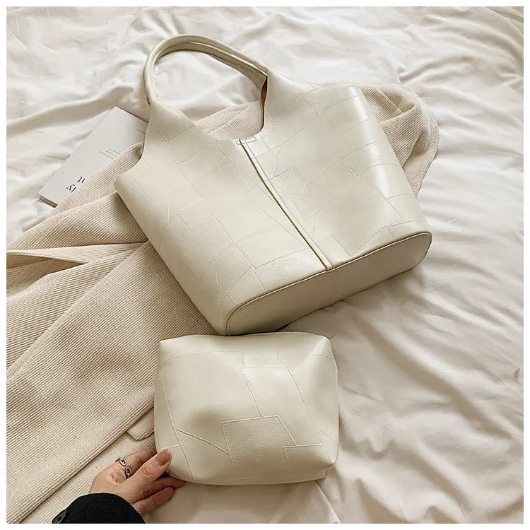 Women's Large Capacity Stitching Korean Commute One Shoulder Bags