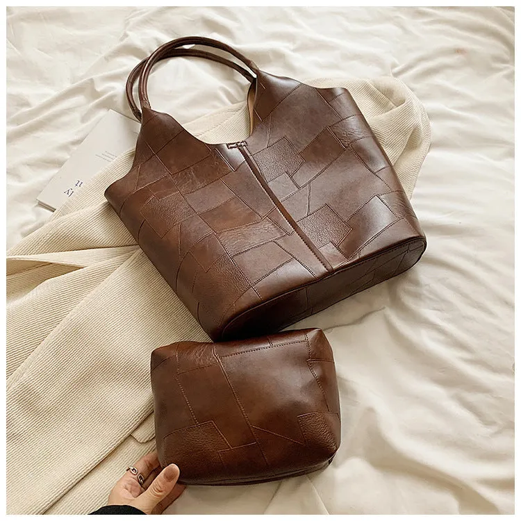 Women's Large Capacity Stitching Korean Commute One Shoulder Bags