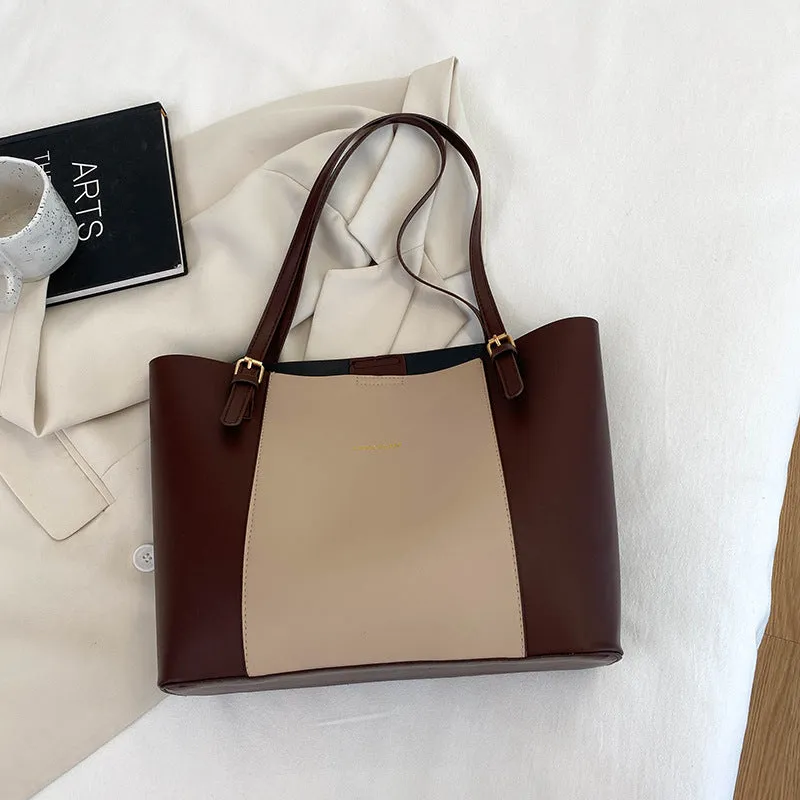 Women's Simple Elegant Commuter Western Style Large Shoulder Bags