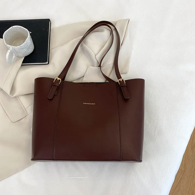 Women's Simple Elegant Commuter Western Style Large Shoulder Bags