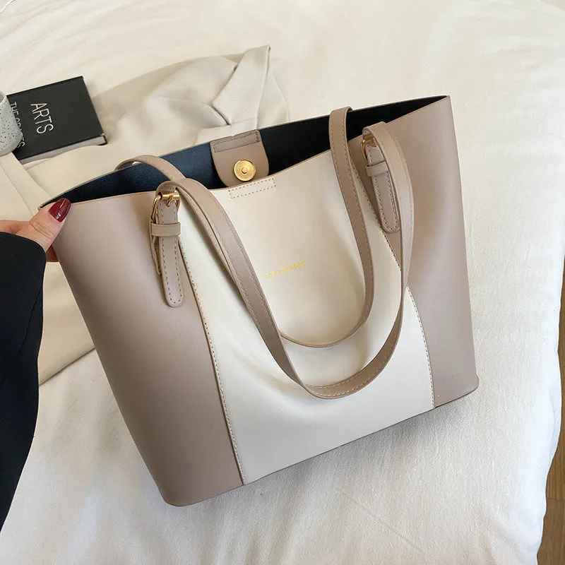 Women's Simple Elegant Commuter Western Style Large Shoulder Bags