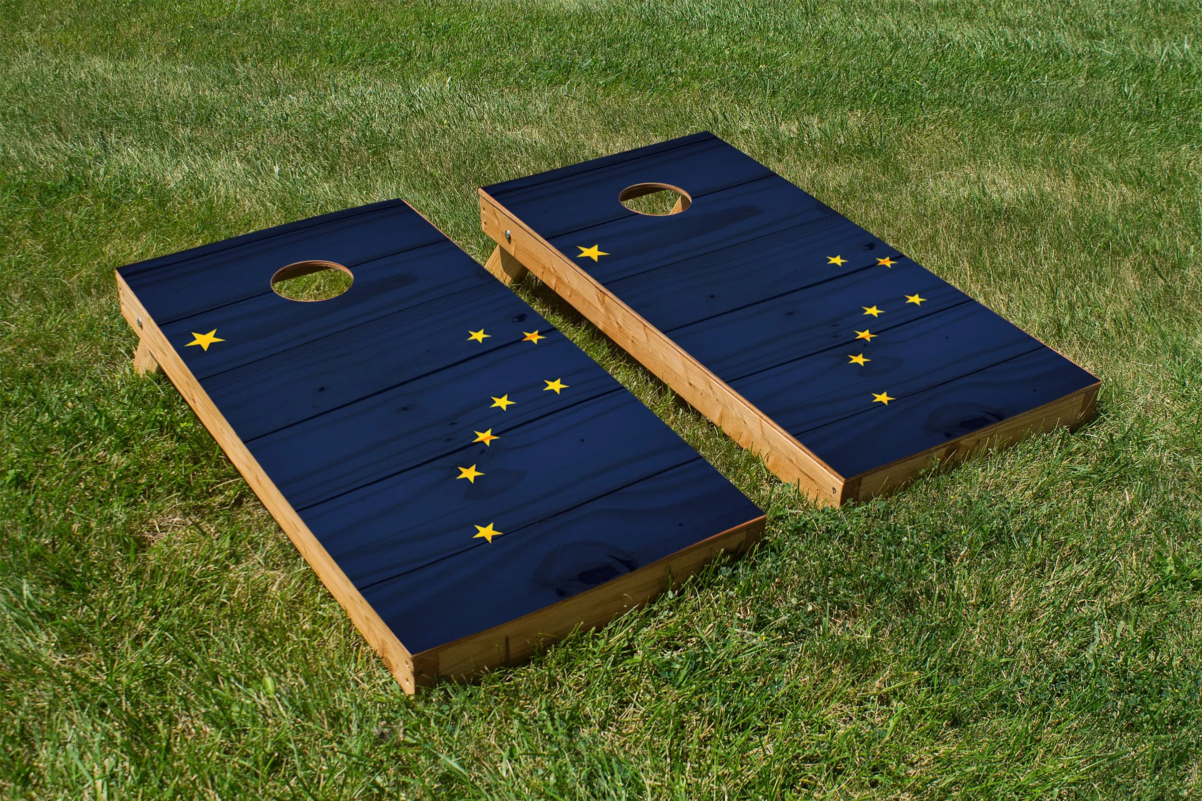 Wood Grain Alaska State Flag