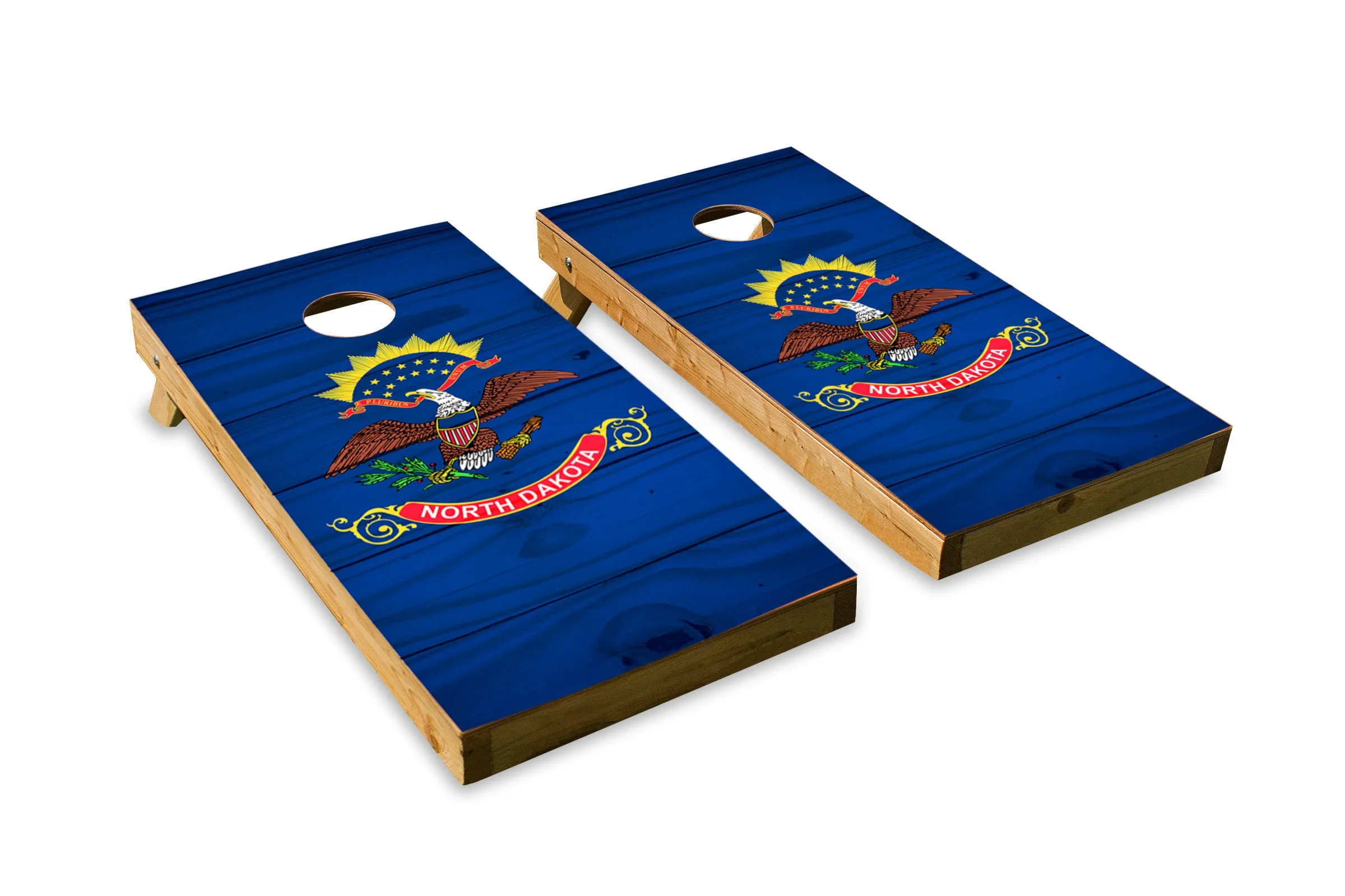 Wood Grain North Dakota State Flag