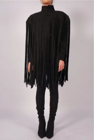 Wool Cape with Fringes