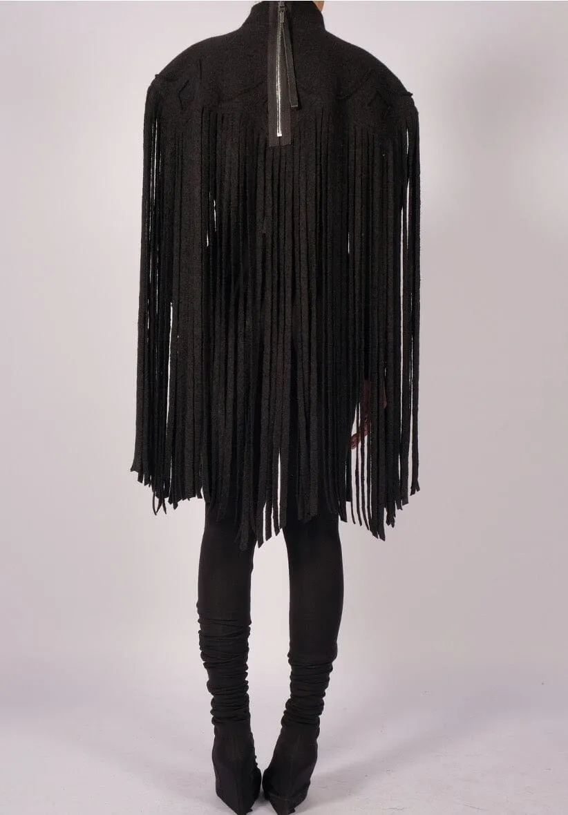 Wool Cape with Fringes