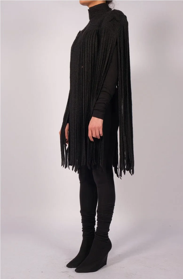 Wool Cape with Fringes
