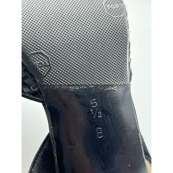 WORN ONCE St. John Slingback Heels Pointed Sparkly  Leather Black‎ Womens 5.5B