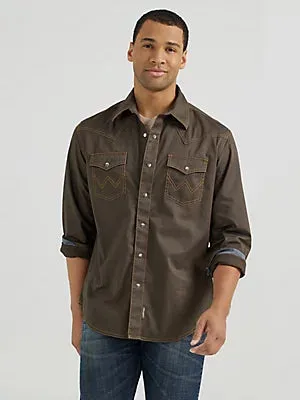 Wrangler Men's Retro Premium Western Snap Solid Shirt