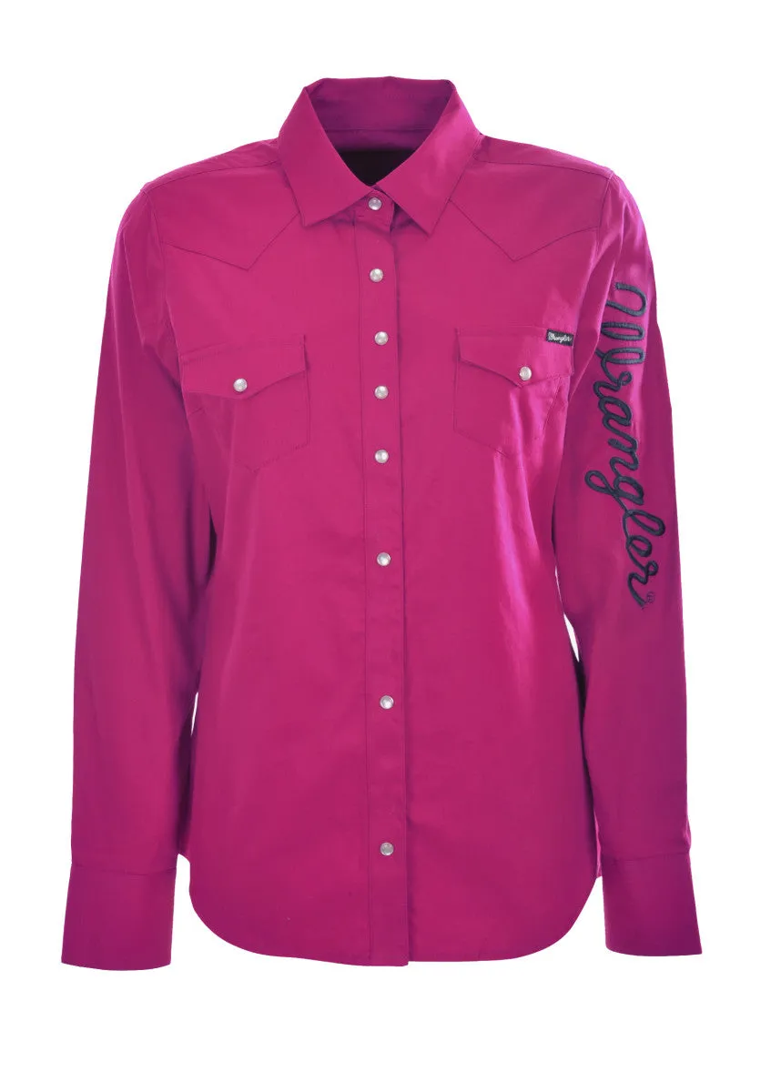 XCP2127020 Wrangler Women's Logo LS Drill Shirt Magenta